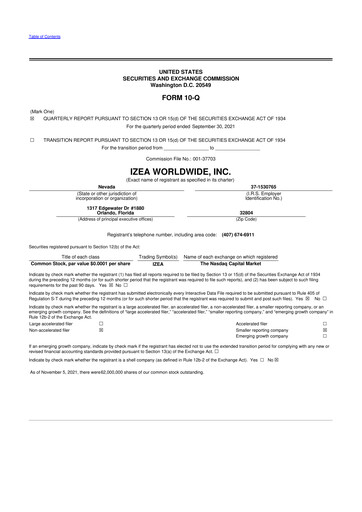 Thumbnail IZEA Worldwide
 10-Q Quarterly Report FY 