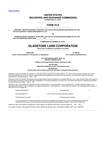 Thumbnail Gladstone Land 10-Q Quarterly Report FY2017 