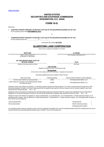 Thumbnail Gladstone Land 10-Q Quarterly Report FY2019 
