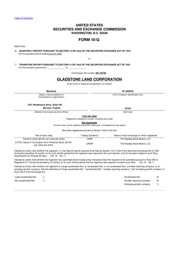 Thumbnail Gladstone Land 10-Q Quarterly Report FY2020 