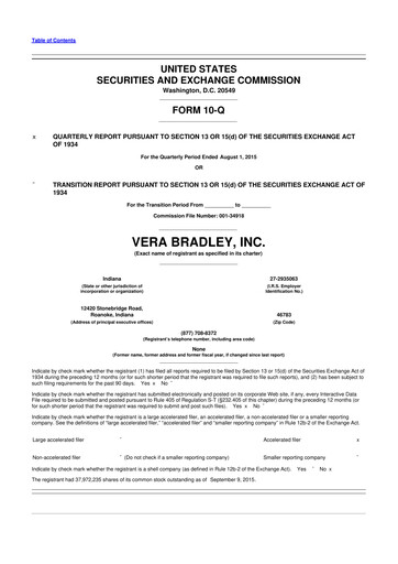 Thumbnail Vera Bradley
 10-Q Quarterly Report FY2016 
