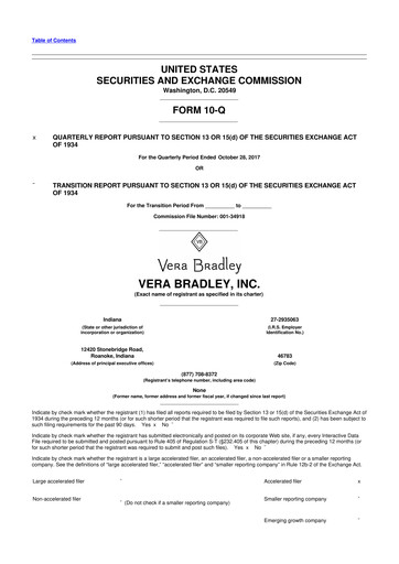 Thumbnail Vera Bradley
 10-Q Quarterly Report FY2018 