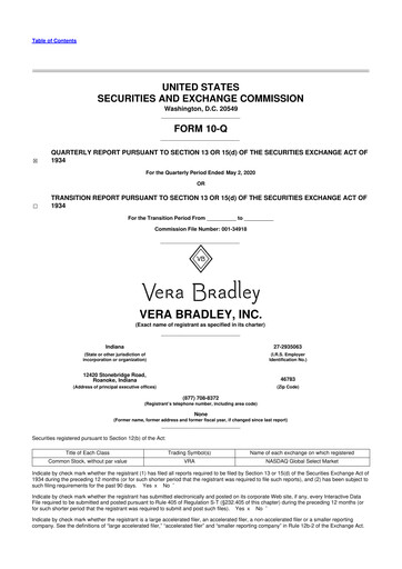 Thumbnail Vera Bradley
 10-Q Quarterly Report FY2021 