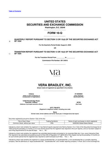 Thumbnail Vera Bradley
 10-Q Quarterly Report FY2026 