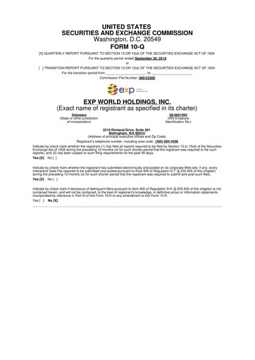 Thumbnail eXp World Holdings
 10-Q Quarterly Report FY2018 