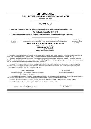 Thumbnail New Mountain Finance Corporation 10-Q Quarterly Report FY 