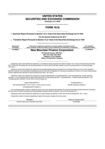 Thumbnail New Mountain Finance Corporation 10-Q Quarterly Report FY 
