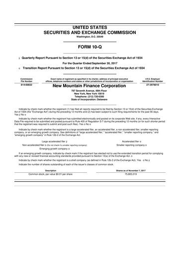 Thumbnail New Mountain Finance Corporation 10-Q Quarterly Report FY 