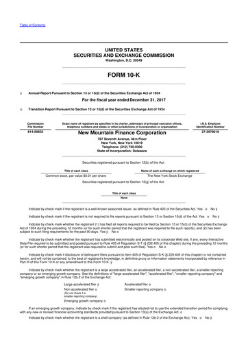 Thumbnail New Mountain Finance Corporation 10-K Annual Report 