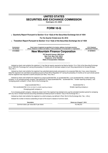 Thumbnail New Mountain Finance Corporation 10-Q Quarterly Report FY 