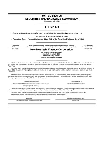 Thumbnail New Mountain Finance Corporation 10-Q Quarterly Report FY 