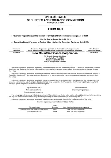 Thumbnail New Mountain Finance Corporation 10-Q Quarterly Report FY 