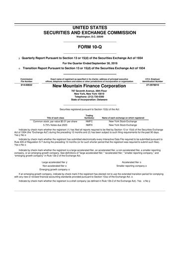 Thumbnail New Mountain Finance Corporation 10-Q Quarterly Report FY 