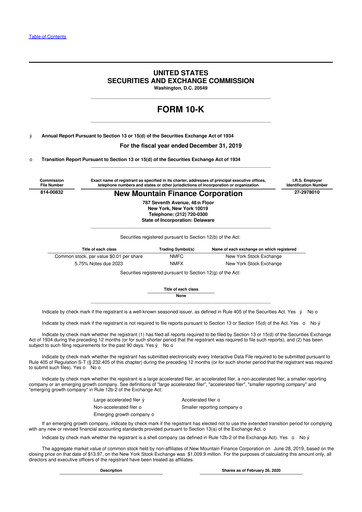 Thumbnail New Mountain Finance Corporation 10-K Annual Report 