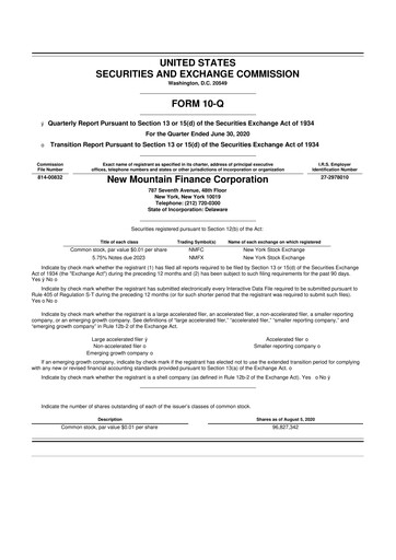 Thumbnail New Mountain Finance Corporation 10-Q Quarterly Report FY 