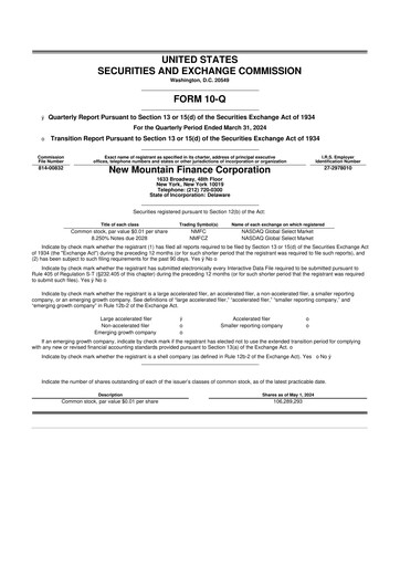 Thumbnail New Mountain Finance Corporation 10-Q Quarterly Report FY2024 