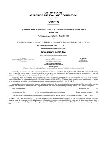 Thumbnail Townsquare Media 10-Q Quarterly Report FY2015 