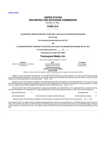 Thumbnail Townsquare Media 10-Q Quarterly Report FY2015 