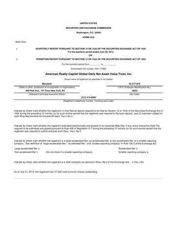 Miniature Global Net Lease
 10-Q Rapport trimestriel 2012 