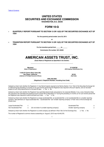Vorschaubild American Assets Trust
 10-Q Quartalsbericht 2013 