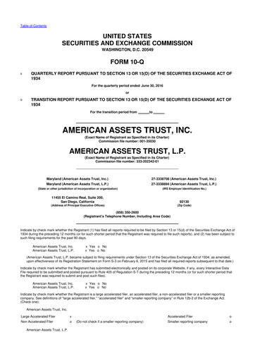 Vorschaubild American Assets Trust
 10-Q Quartalsbericht  
