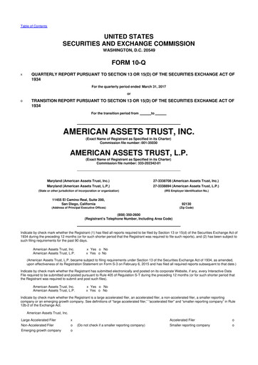 Vorschaubild American Assets Trust
 10-Q Quartalsbericht  