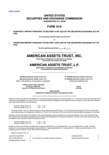 Vorschaubild American Assets Trust
 10-Q Quartalsbericht  