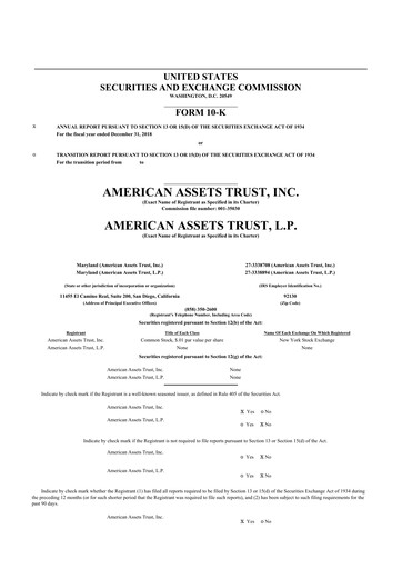 Thumbnail American Assets Trust
 10-K Annual Report 