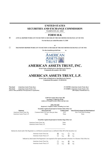 Thumbnail American Assets Trust
 10-K Annual Report 2020