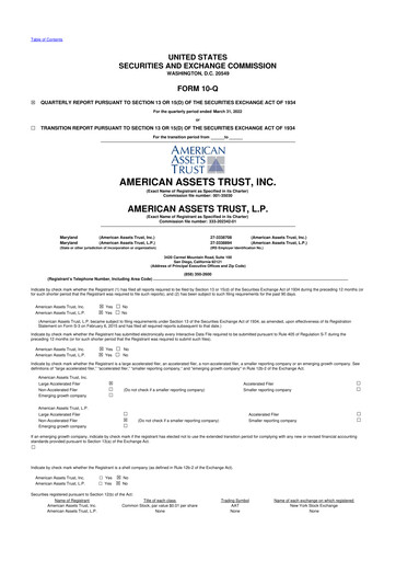 Vorschaubild American Assets Trust
 10-Q Quartalsbericht 2022 