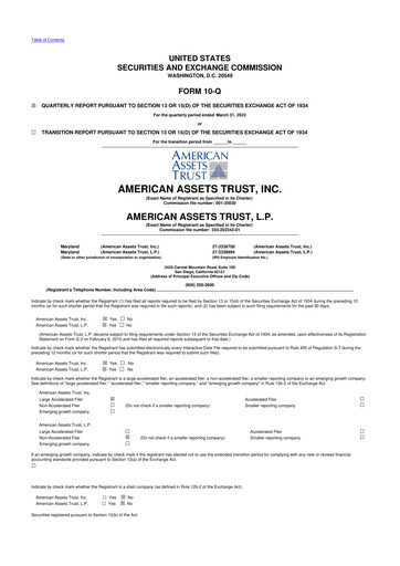 Vorschaubild American Assets Trust
 10-Q Quartalsbericht 2023 