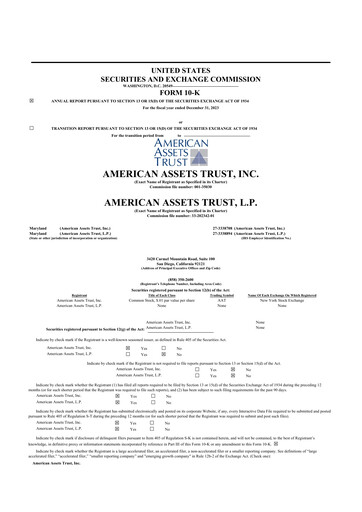 Thumbnail American Assets Trust
 10-K Annual Report 2023