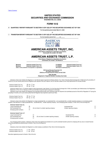 Vorschaubild American Assets Trust
 10-Q Quartalsbericht 2025 
