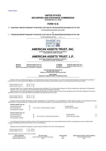 Vorschaubild American Assets Trust
 10-Q Quartalsbericht 2025 