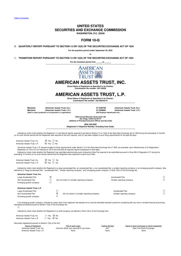 Vorschaubild American Assets Trust
 10-Q Quartalsbericht 2025 