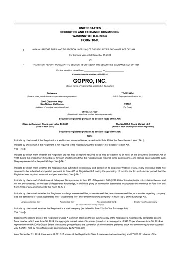 Thumbnail GoPro 10-K Annual Report 2014