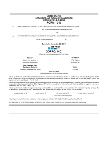 Thumbnail GoPro 10-Q Quarterly Report FY2016 
