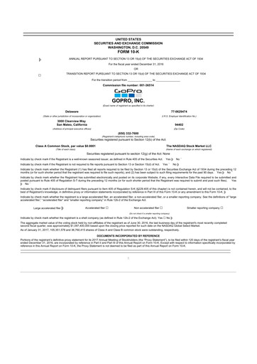 Thumbnail GoPro 10-K Annual Report 2016