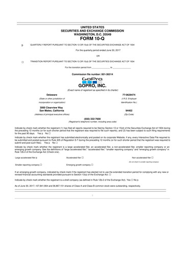 Thumbnail GoPro 10-Q Quarterly Report FY2017 