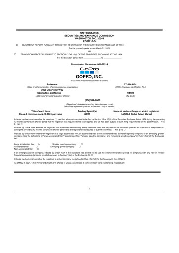 Thumbnail GoPro 10-Q Quarterly Report FY2021 