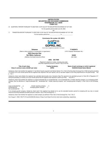 Thumbnail GoPro 10-Q Quarterly Report FY2022 