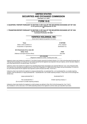 Thumbnail Veritex Holdings
 10-Q Quarterly Report FY2016 