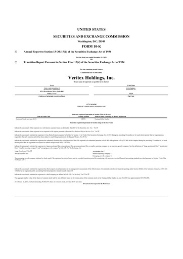 Thumbnail Veritex Holdings
 10-K Annual Report 2020