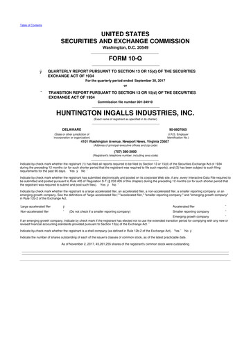 Thumbnail Huntington Ingalls Industries
 10-Q Quarterly Report FY2017 