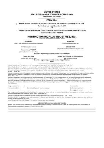 Thumbnail Huntington Ingalls Industries
 10-K Annual Report 2017