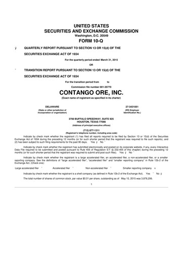 Thumbnail Contango Ore 10-Q Quarterly Report FY2015 