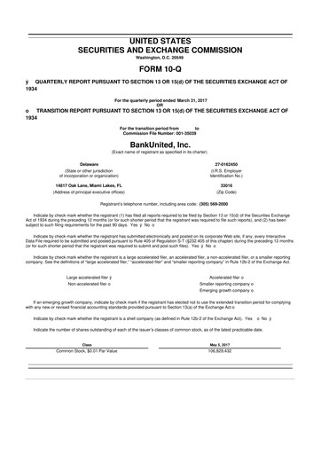 Miniature BankUnited
 10-Q Rapport trimestriel 2017 