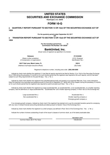 Miniature BankUnited
 10-Q Rapport trimestriel 2017 