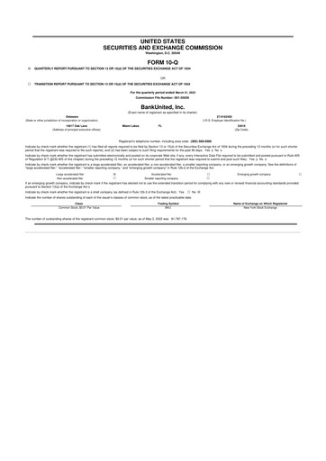 Miniature BankUnited
 10-Q Rapport trimestriel 2022 