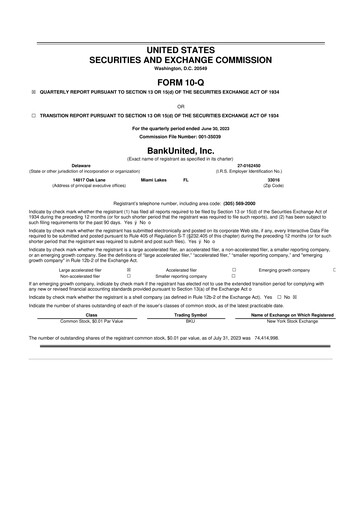 Miniature BankUnited
 10-Q Rapport trimestriel 2023 